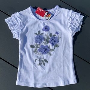 New Onekid Girls T-shirt Purple Floral Ruffle